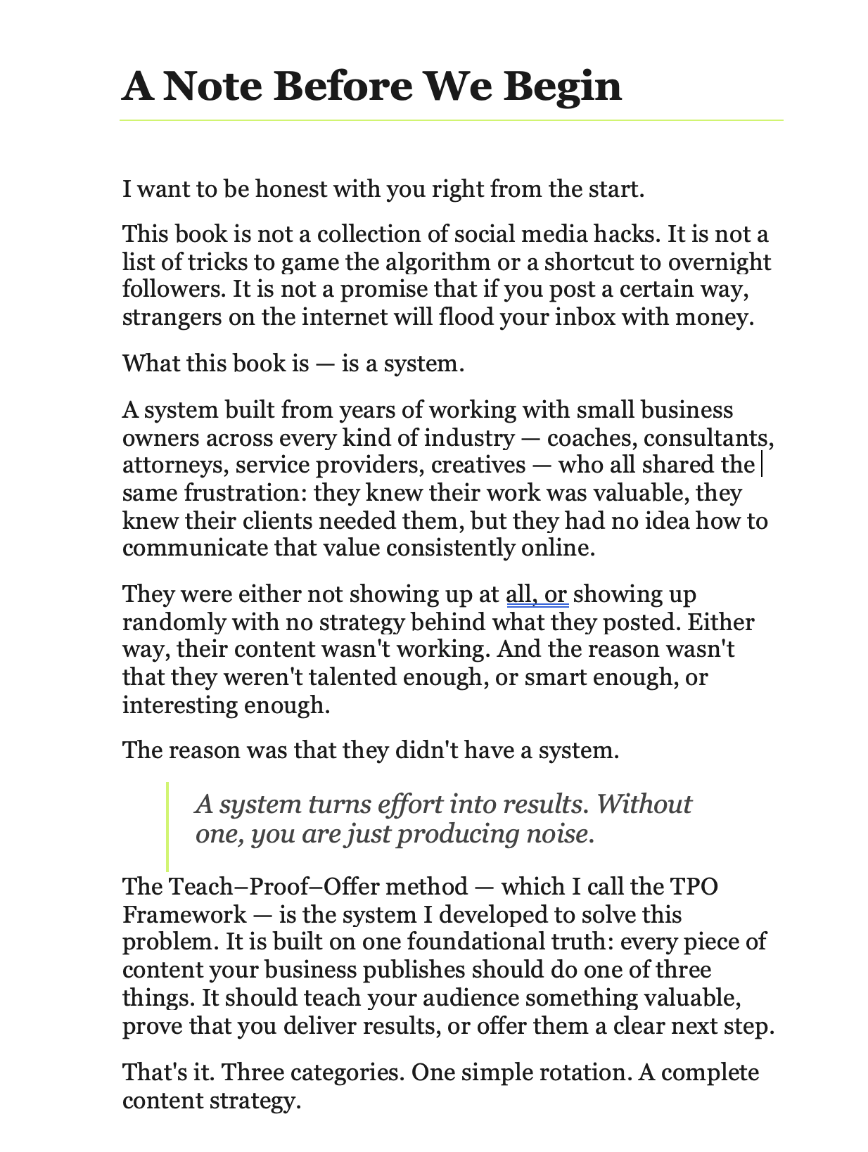 tpo method content system