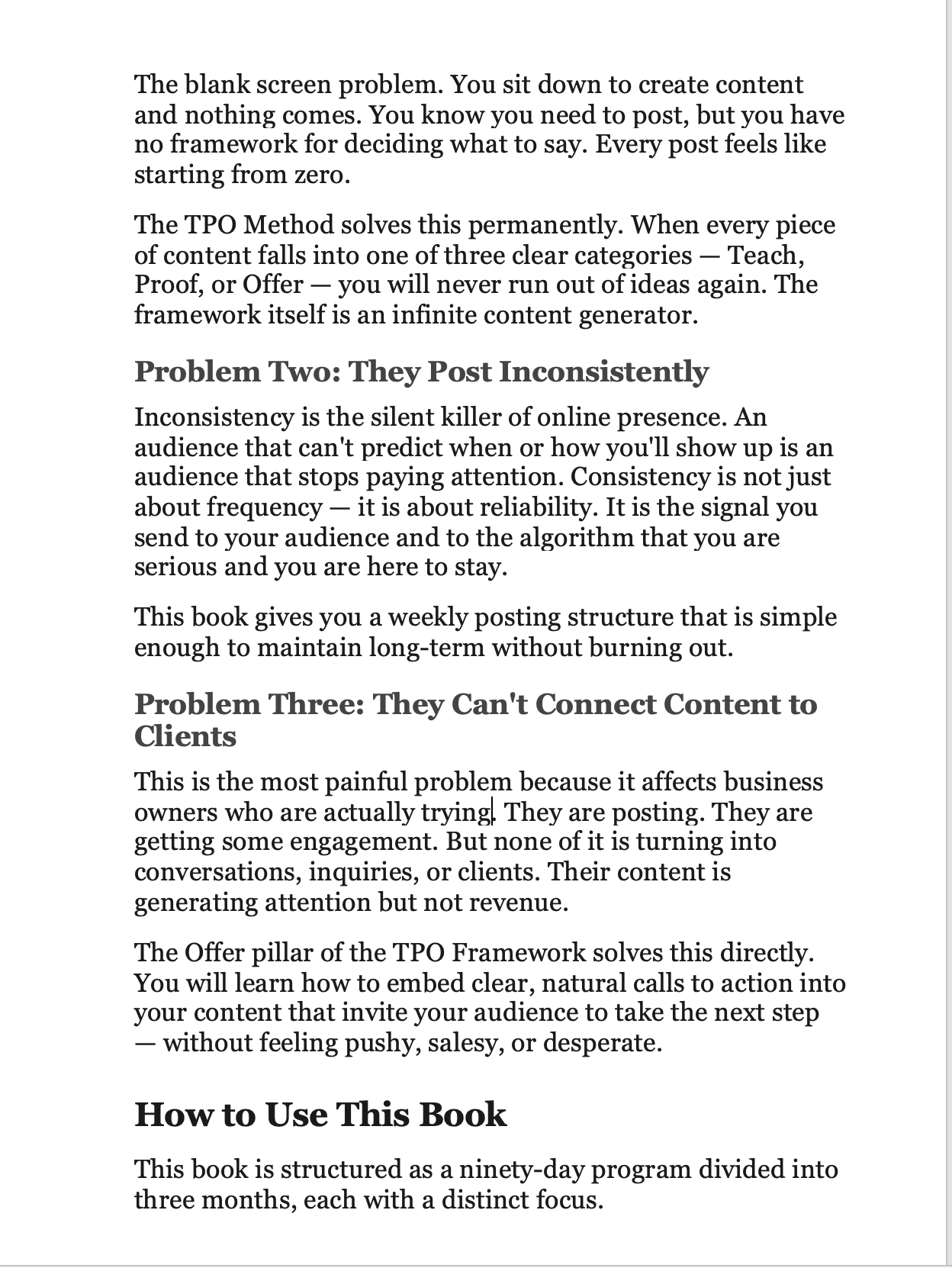 tpo method content system