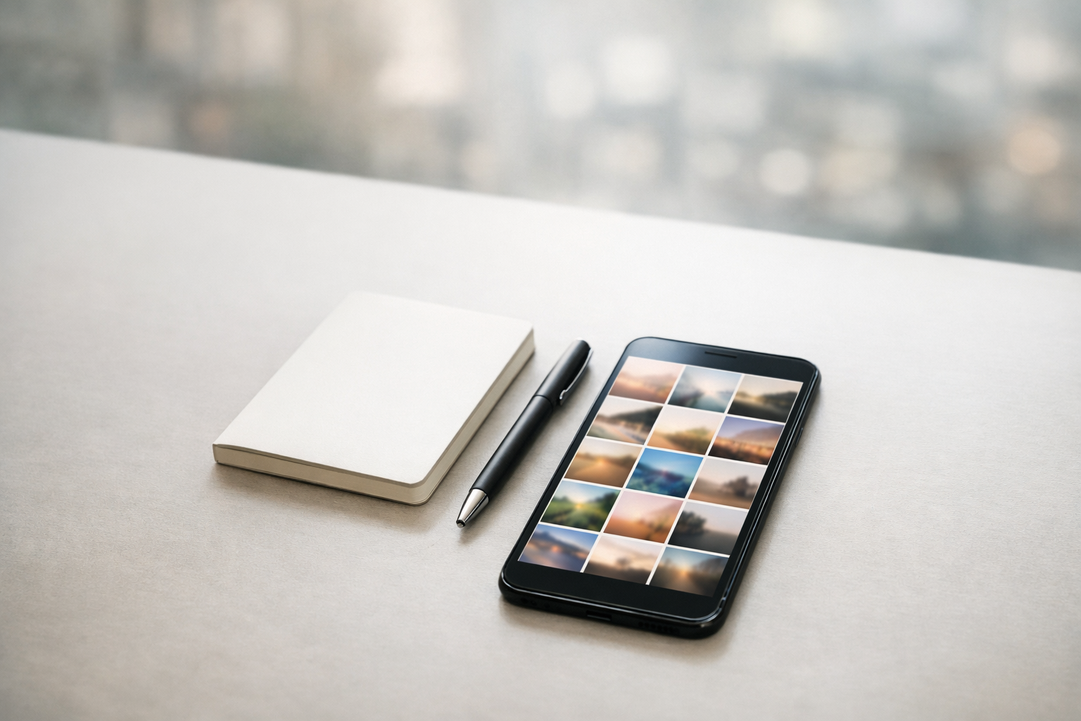Minimalist smartphone-on-desk scene representing an Instagram authority strategy for local businesses