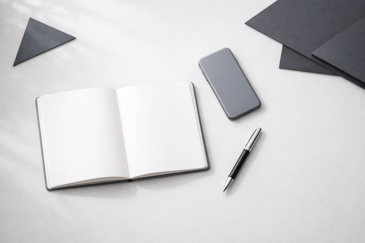 Minimal premium workspace flat lay representing a social media content pillar strategy for service businesses