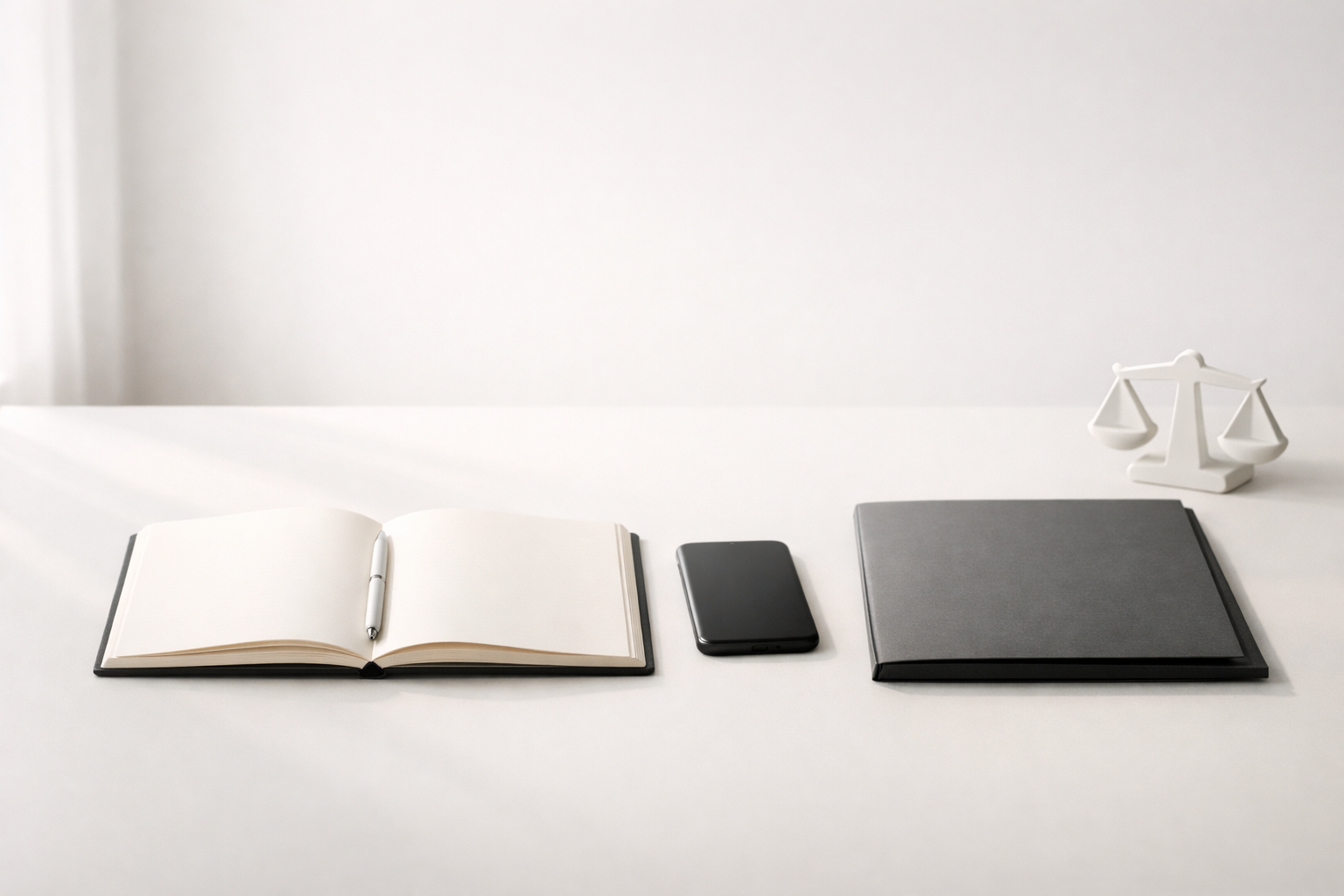 Minimalist professional desk scene representing consistent messaging and lead quality for professional services